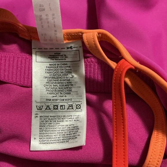 Adidas Fuchsia & Orange Strappy Logo Tank Top Women’s Medium - Picture 10 of 11